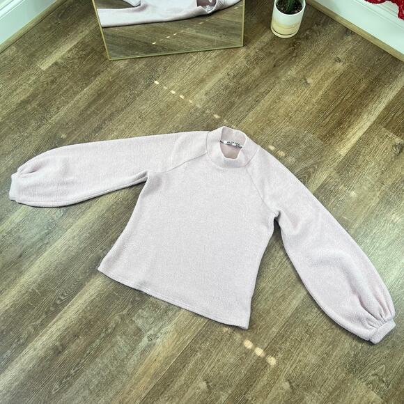 Walter Baker Puff Sleeve Mock Neck Sweater Pink Long Sleeve - Picture 3 of 6